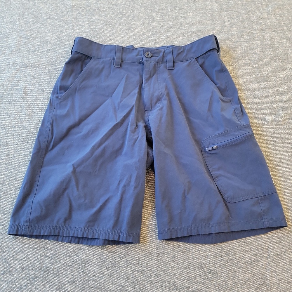 Huk Next Level Fishing Shorts Men's Medium Navy Blue Performance Stretch Cargo - Picture 1 of 6